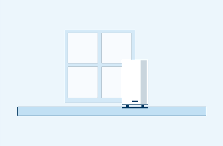 Nokia FastMile 5G Modem - Getting Started 1 Illustration of a modem next to a window