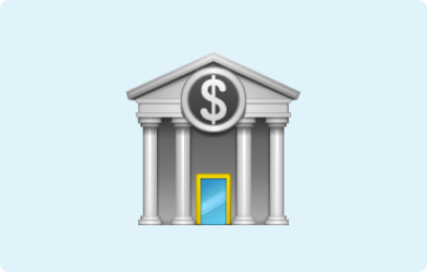 H&S - Bank Emoji Image of an emoji of a bank on a light blue background