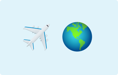 H&S - International Emoji Emoji of an airplane and an emoji of earth on a light blue background
