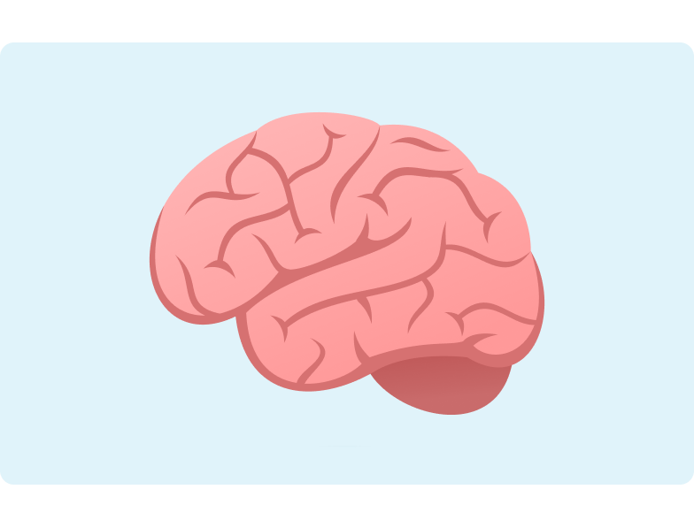Cognitive Image of a brain emoji on a light blue background