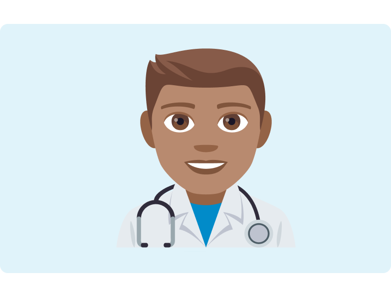 Medical Image of a doctor emoji on a light blue background