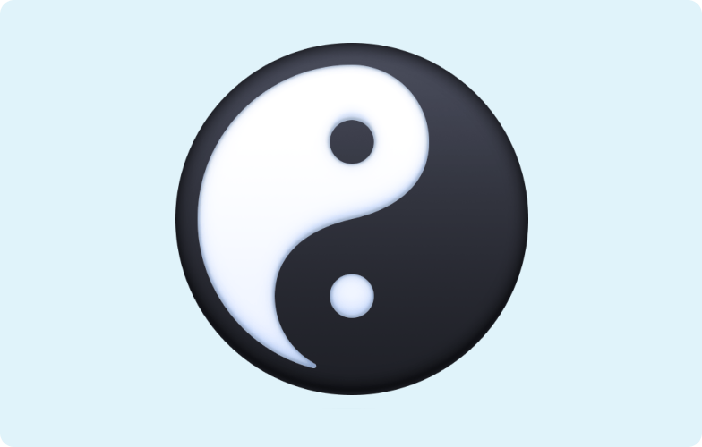 Contrast Image of a yin and yang symbol on a light blue background