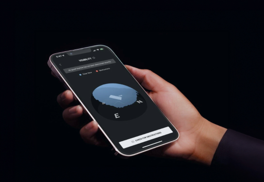 landing overview - starlink - why choose Image of a mobile phone showing the Starlink Visibility screen
