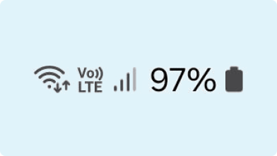 H&S - VoLTE - Service Icons Icons that you are likely to see at the top of an android phone when VoLTE is turned on along with wifi symbol, service bars and battery