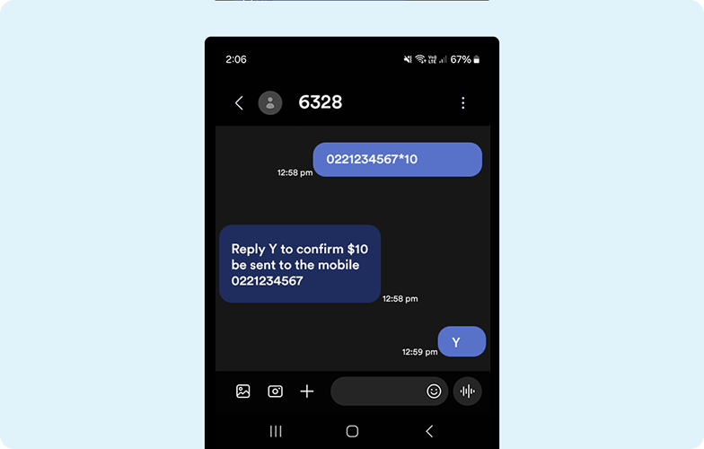H&S - Prepay Top Up - Me2U Screenshot of a text message conversation for Me2U