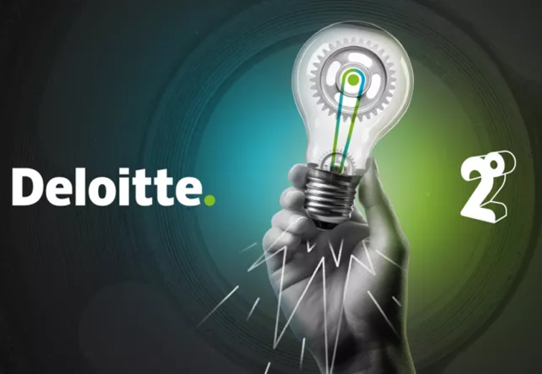 Insights - Deloitte - Image an image of a hand holding a lightbulb with the deloitte and 2degrees logos in the top corners