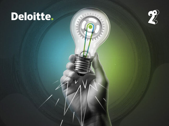 an image of a hand holding a lightbulb with the deloitte and 2degrees logos in the top corners