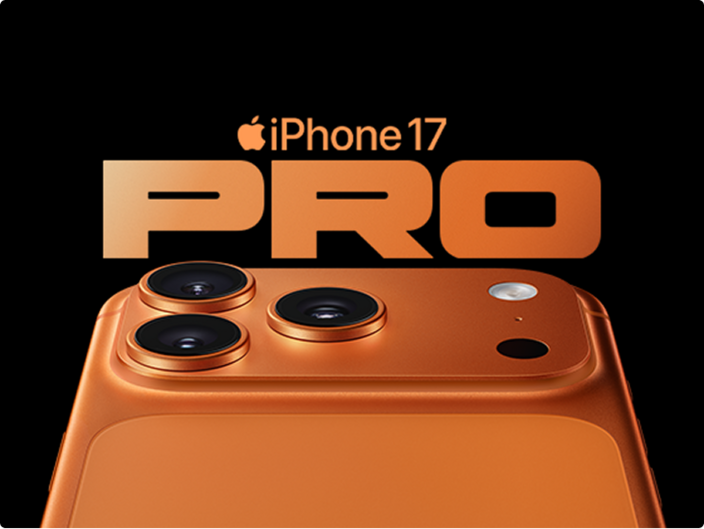 Image of the iPhone 17 Pro in Cosmic Orange with the iPhone 17 Pro logo